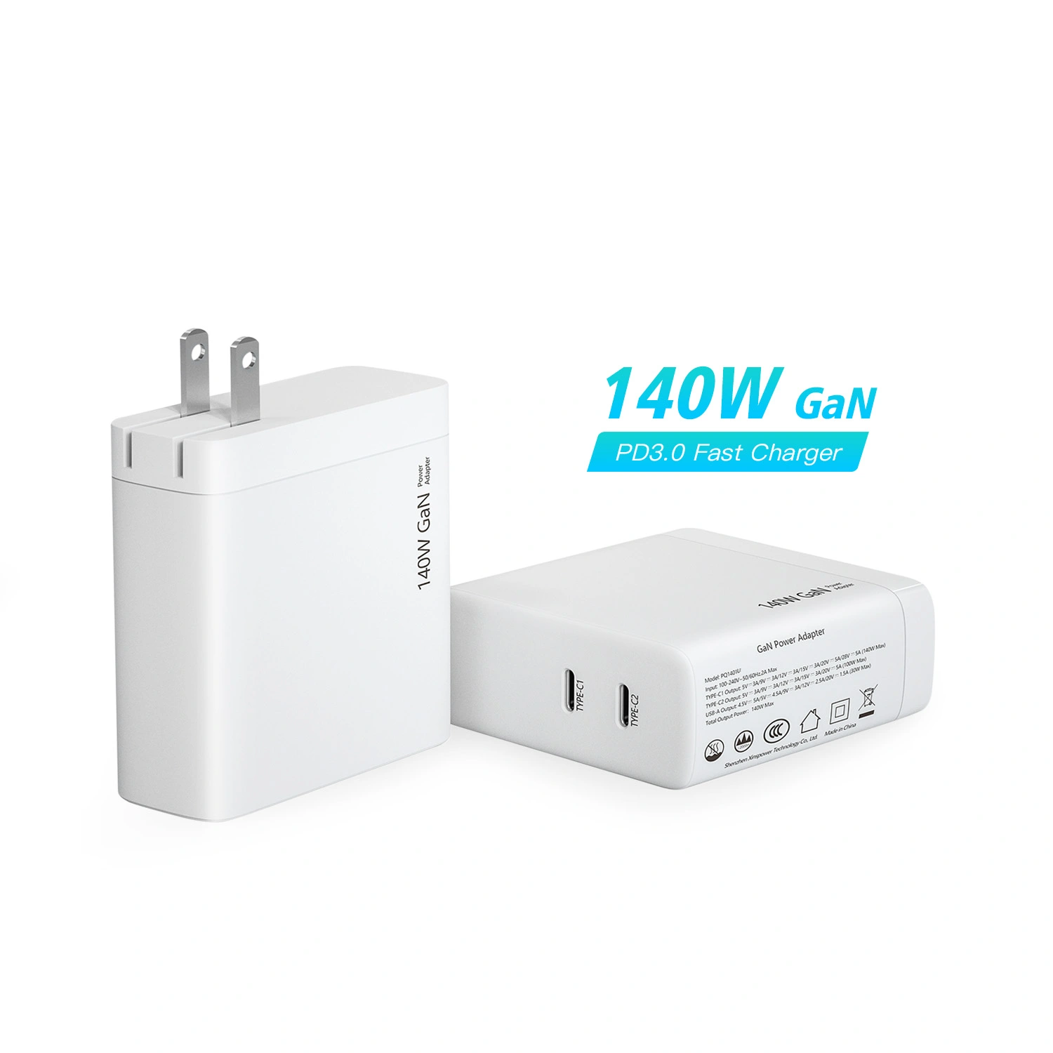 140W dual usb c port pd charger kami plag dilipat