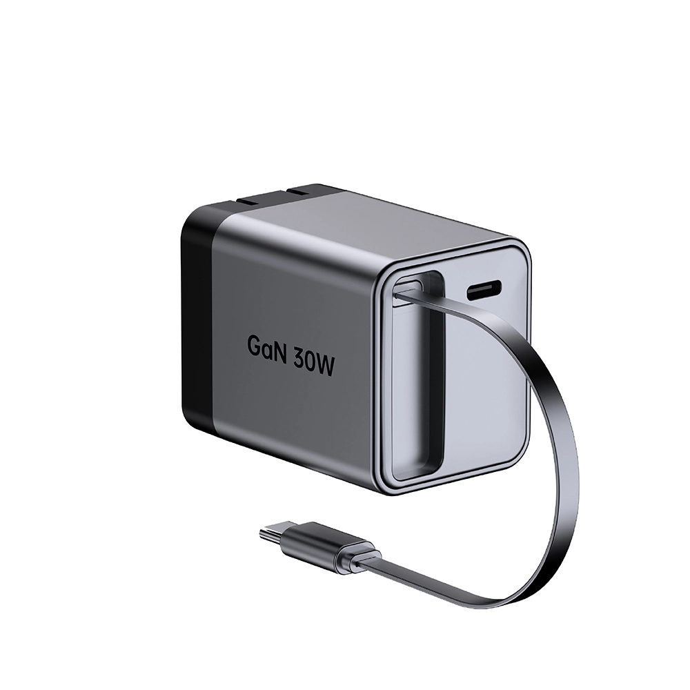 30w Plag Plilable Quick Charger dengan kabel USB C ditarik balik