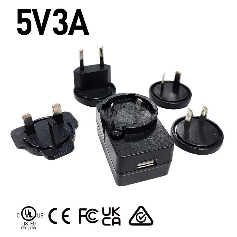 5V 3A Pengecas USB Plug boleh ditukar ganti