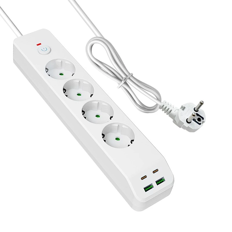 Jalur Kuasa EU Mengecas Pantas dengan 4 AC dan 4 USB