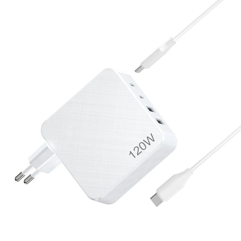 Pengecas Dinding Berbilang Port Komputer Riba 120W Pengecas USB C GaN
