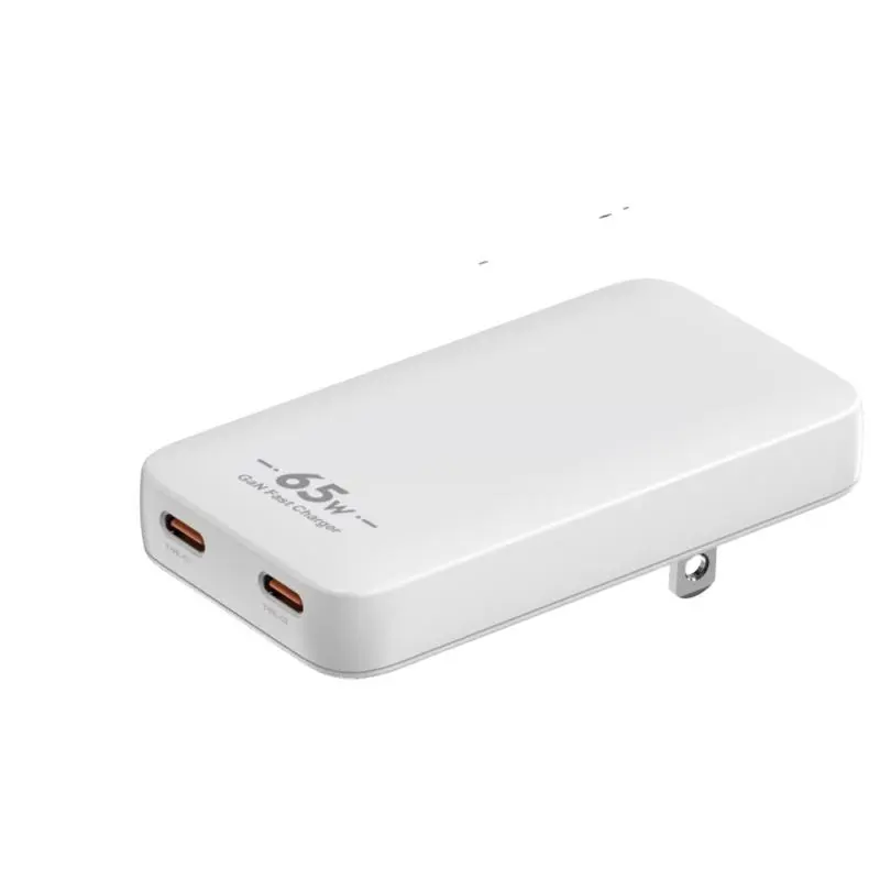 PD65W GaN USB-C Pengecas Dinding Ultra Nipis Penyesuai Dwi Port